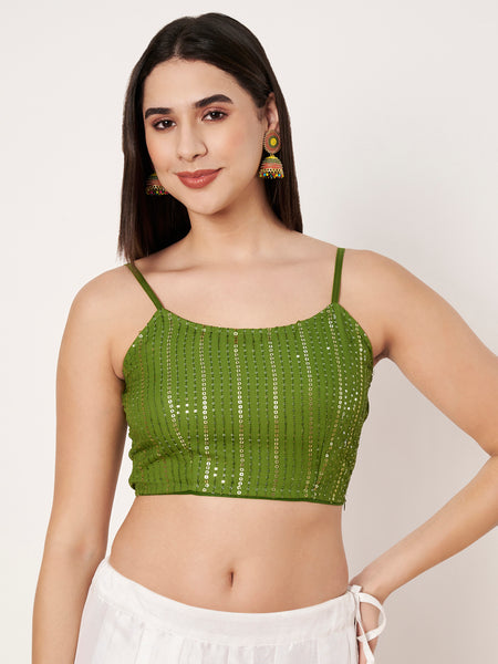 Georgette Embroidered Spaghetti Readymade Blouse
