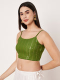 Georgette Embroidered Spaghetti Readymade Blouse