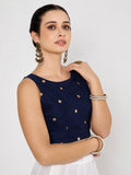 Net Sequins Embroidered Readymade Blouse
