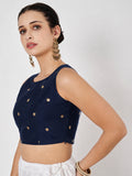 Net Sequins Embroidered Readymade Blouse