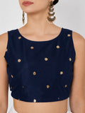 Net Sequins Embroidered Readymade Blouse