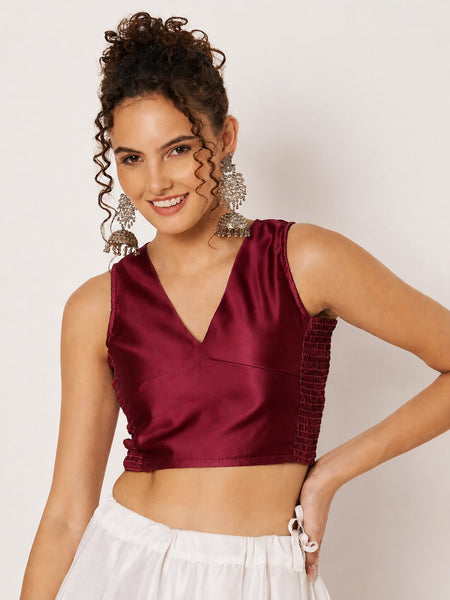 Silk Blend Stretchable Readymade Blouse