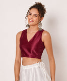 Silk Blend Stretchable Readymade Blouse