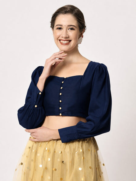 Silk Blend Button Down Readymade Blouse