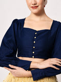 Silk Blend Button Down Readymade Blouse