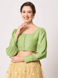 Silk Blend Button Down Readymade Blouse