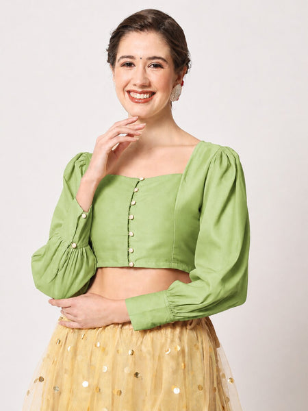 Silk Blend Button Down Readymade Blouse