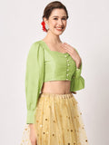 Silk Blend Button Down Readymade Blouse