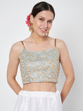 Dupion Embroidered Spaghetti Top