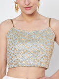 Dupion Embroidered Spaghetti Top