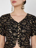 Viscose Block Printed Button Down Top