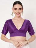 Chroma Solid V-neck Padded Readymade Blouse