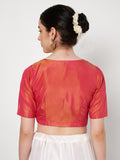 Silk Blend Dual-tone V-neck Readymade Blouse