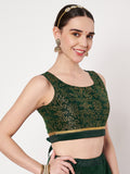 Dupion Block Printed Back-tie Readymade Blouse
