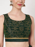Dupion Block Printed Back-tie Readymade Blouse