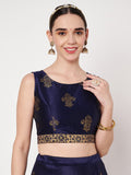 Dupion Block Printed Back-tie Readymade Blouse