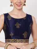 Dupion Block Printed Back-tie Readymade Blouse