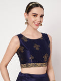 Dupion Block Printed Back-tie Readymade Blouse