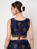 Dupion Block Printed Back-tie Readymade Blouse