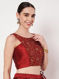 Dupion Block Printed Panelled Readymade Blouse