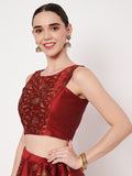 Dupion Block Printed Panelled Readymade Blouse
