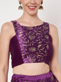 Dupion Block Printed Panelled Readymade Blouse