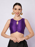 Silk Blend Solid Key-hole Readymade Blouse