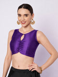 Silk Blend Solid Key-hole Readymade Blouse