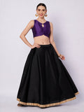 Silk Blend Solid Key-hole Readymade Blouse