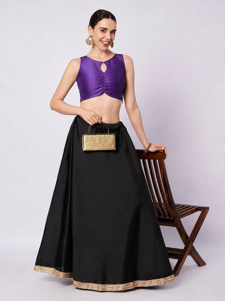 Silk Blend Solid Key-hole Readymade Blouse