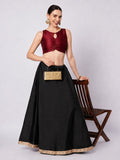 Silk Blend Solid Key-hole Readymade Blouse