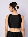 Silk Blend Solid Key-hole Readymade Blouse