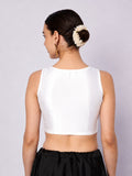 Silk Blend Solid Key-hole Readymade Blouse