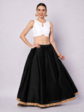 Silk Blend Solid Key-hole Readymade Blouse