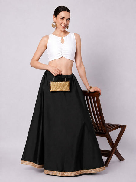 Silk Blend Solid Key-hole Readymade Blouse
