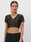 Silk Blend Printed Stretchable Readymade Blouse