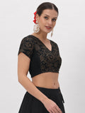 Silk Blend Printed Stretchable Readymade Blouse