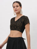 Silk Blend Printed Stretchable Readymade Blouse