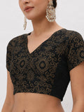 Silk Blend Printed Stretchable Readymade Blouse