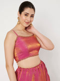 Silk Blend Embellished Spaghetti Readymade Blouse