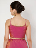 Silk Blend Embellished Spaghetti Readymade Blouse