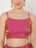 Silk Blend Embellished Spaghetti Readymade Blouse