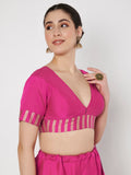 Silk Blend Printed V-neck Padded Readymade Blouse