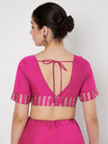 Silk Blend Printed V-neck Padded Readymade Blouse