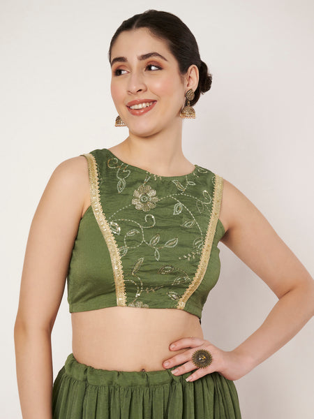 Georgette Panel Embroidered Readymade Blouse