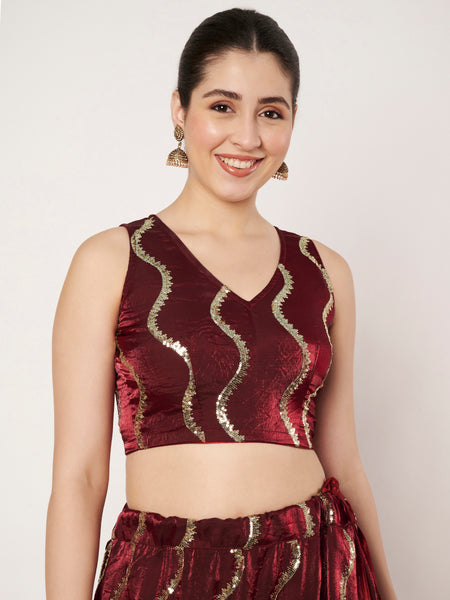 Silk Blend Embroidered Readymade Blouse