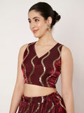 Silk Blend Embroidered Readymade Blouse