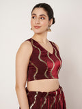 Silk Blend Embroidered Readymade Blouse
