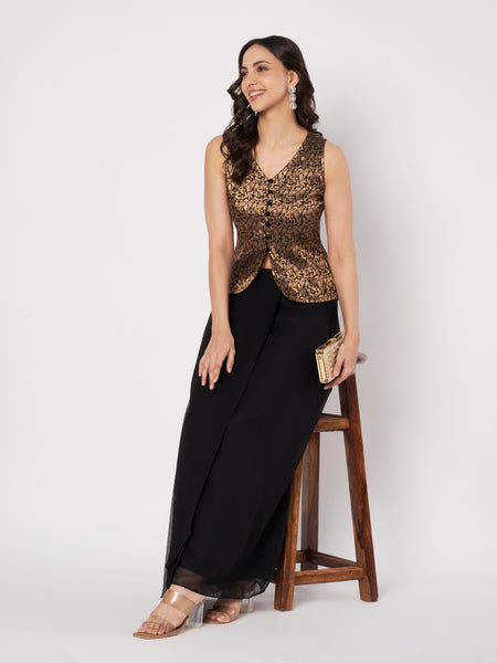 Silk Brocade Button-down Readymade Blouse