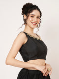 Silk Blend One Shoulder Embellished Readymade Blouse